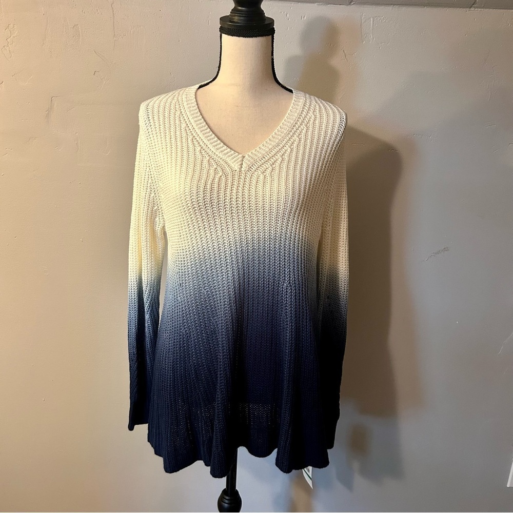 Skye's The Limit Crochet Knit Blue Ombre Sweater Size: Large NWT Boho Beach